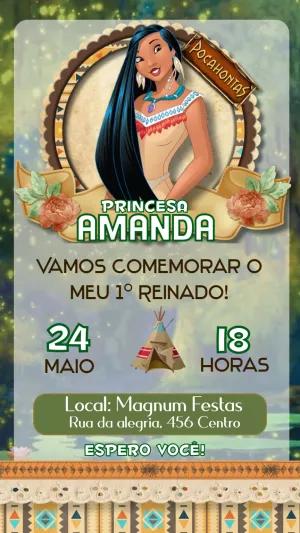 Convite de Aniversário Pocahontas para Editar Online