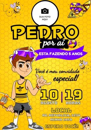 Convite Aniversário Natan Por Ai com Foto para Editar Online
