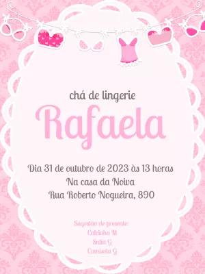 Convite Chá de Lingerie Rosa Delicado para Editar Online