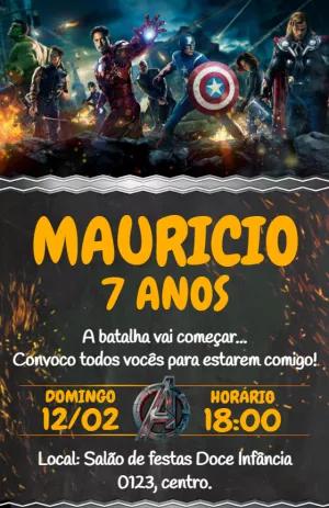 Convite Aniversário Os Vingadores Heróis para Editar Online