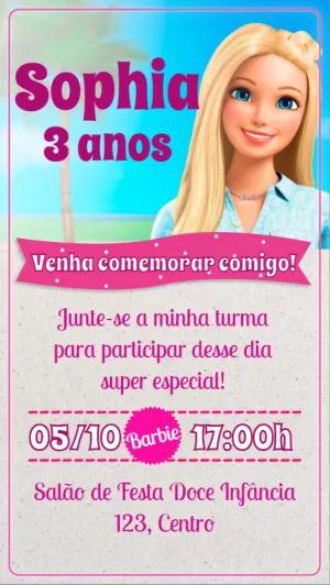 Convite de Aniversário da Barbie para Editar e Imprimir