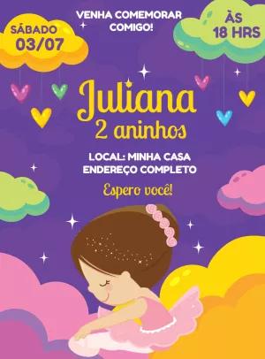 Convite de Aniversário Bailarina para Editar Online