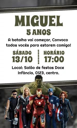 Convite de Aniversário Vingadores para Editar Online