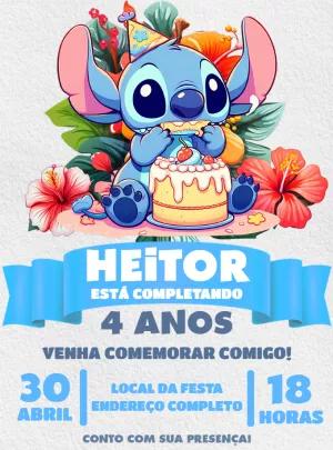 Convite Aniversário Stitch Tropical para Editar Online