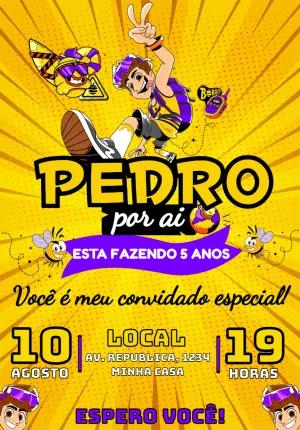 Convite Aniversário Natan Por Ai Editável Online