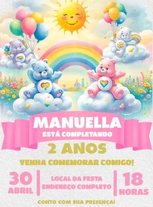 Convite de Aniversário Ursinhos Carinhosos para Editar Online