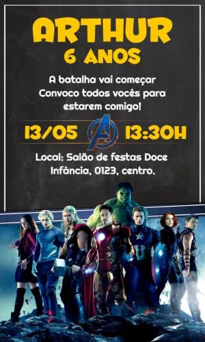 Convite de Aniversário Vingadores Heróis Reunidos para Editar