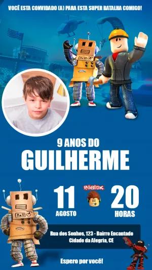 Convite de Aniversário Roblox com Foto para Editar Online
