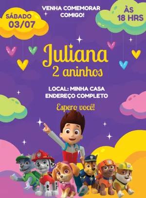 Convite de Aniversário Patrulha Canina Editável Online