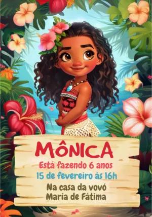 Convite de Aniversário Moana Baby para Editar Online