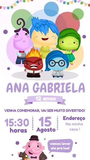 Convite Aniversário Divertida Mente para Editar Online