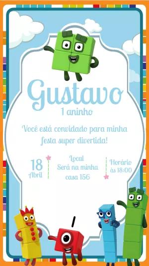 Convite de Aniversário Numberblocks para Editar Online