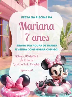 Convite Aniversário Minnie Pool Party para Editar Online