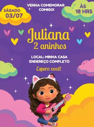 Convite de Aniversário Casa Mágica da Gabby para Editar Online