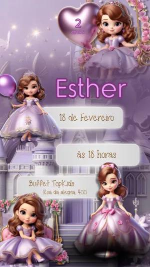 Convite de Aniversário Princesa Sofia para Editar Online