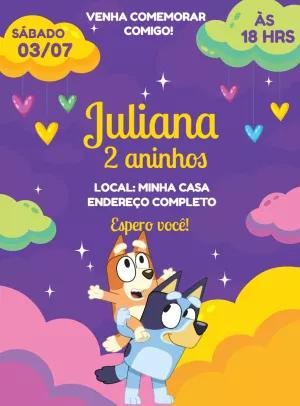 Convite de Aniversário Bluey e Bingo para Editar Online