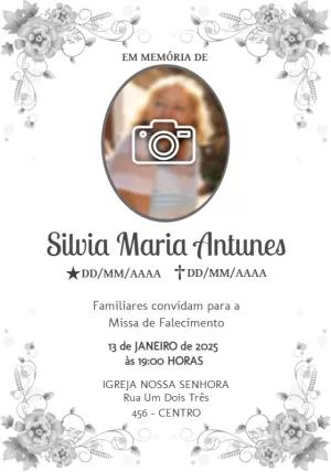Convite Missa de Falecimento com Foto para Editar Online