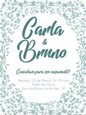 Convite de Casamento Folhagem Verde para Editar Online