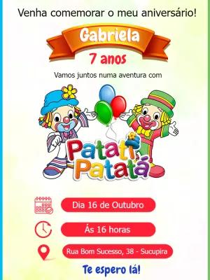 Convite de Aniversário Patati Patatá para Editar Online