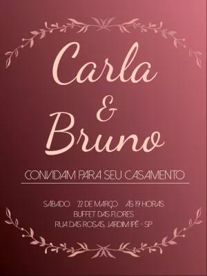 Convite de Casamento Elegante com Ramos para Editar Online