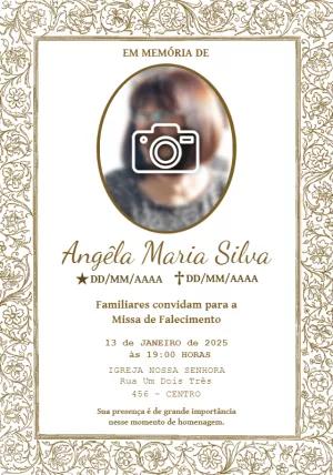 Convite Missa de Falecimento com Foto para Editar Online