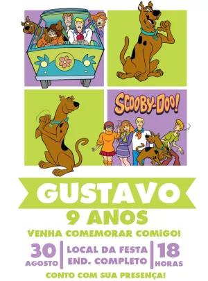 Convite de Aniversário Scooby Doo com a Turma para Editar Online
