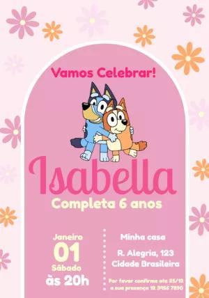 Convite de Aniversário Bluey e Bingo para Editar Online