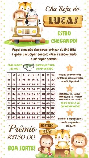 Chá Rifa Safari com Animais Fofos para Editar Online