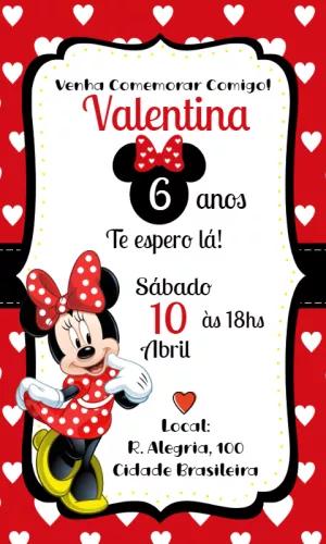 Convite de Aniversário Minnie Vermelha Editável Online