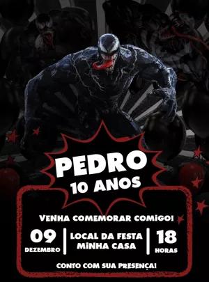 Convite de Aniversário do Venom Editável Online para Imprimir