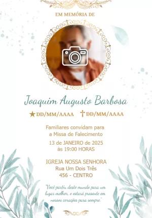 Convite Missa de Falecimento com Foto Delicado para Editar Online