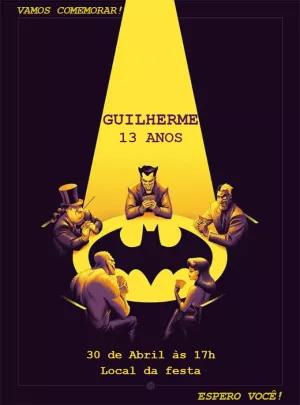 Convite Aniversário Vilões do Batman para Editar Online