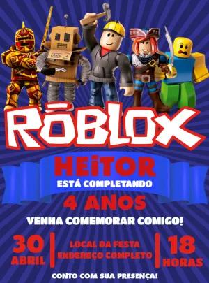 Convite Aniversário Roblox com Personagens para Editar Online