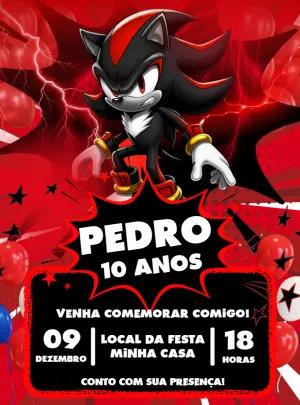 Convite de Aniversário Shadow Sonic para Editar Online