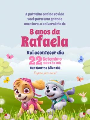 Convite Aniversário Skye e Everest Patrulha Canina para Editar