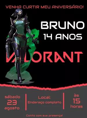 Convite de Aniversário Valorant com a Viper para Editar Online