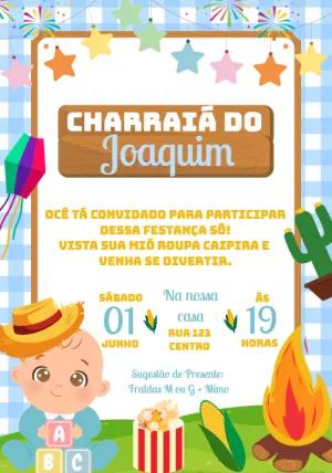 Convite Charraiá Menino Festa Junina para Editar Online