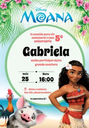 Convite de Aniversário Moana para Editar Online