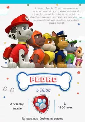 Convite de Aniversário Patrulha Canina para Editar Online