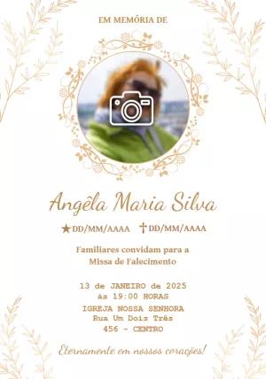 Convite Missa de Falecimento com Foto para Editar Online