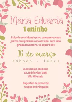 Convite Aniversário Jardim Encantado Floral para Editar