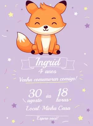 Convite Aniversário Raposinha Menina para Editar Online