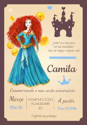 Convite Aniversário Princesa Valente para Editar Online