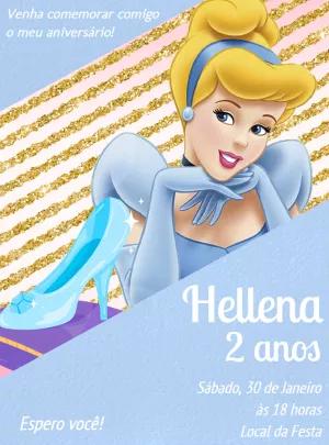 Convite Aniversário Princesa Cinderela Editável Online