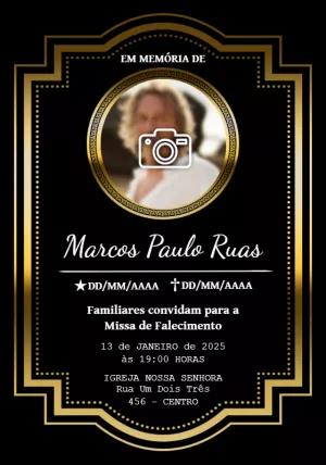 Convite de Missa de Falecimento com Foto para Editar Online