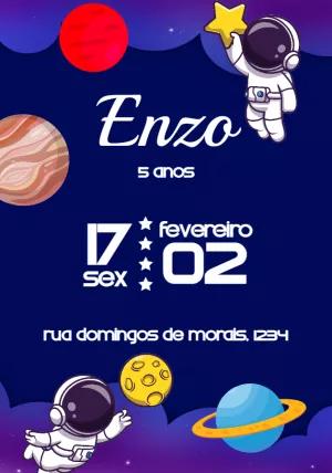 Convite de Aniversário Astronauta no Espaço para Editar Online