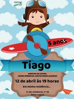 Convite de Aniversário Menino Aviador para Editar Online