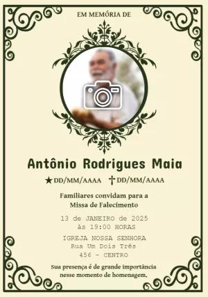Convite Missa de Falecimento com Foto para Editar Online