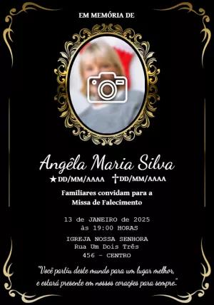 Convite Missa de Falecimento com Foto para Editar Online