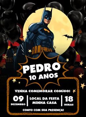 Convite de Aniversário Batman Editável Online para Imprimir